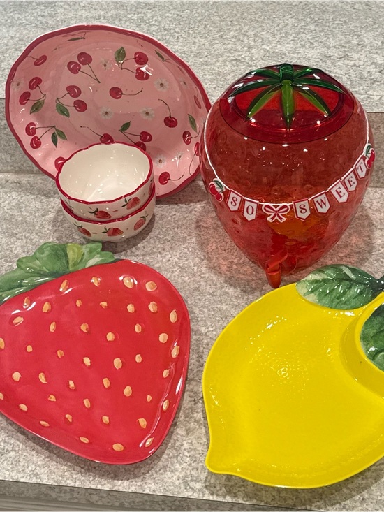 The Spring Shop Other - The Spring Shop Strawberry Cherry Lemon Fruit Party Decor Serving Set